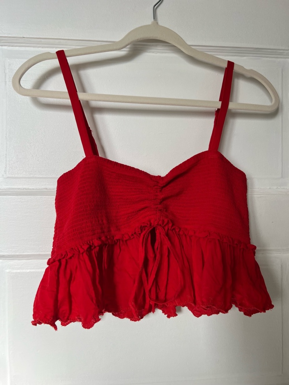 Aritzia Red Ruffled Crop Cami Top - Women